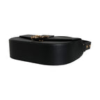 Versace Black Grainy Calf Leather Logo Crossbody Shoulder Bag