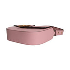 Versace Pink Grainy Calf Leather Logo Crossbody Shoulder Bag