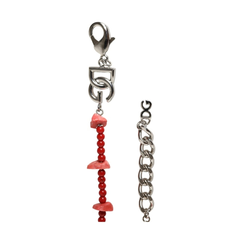 Dolce & Gabbana Silver Tone Brass Beaded Resin DG Logo Chain Bracelet