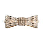 Dolce & Gabbana Gold Tone Brass Bow Crystal FauxPearl Embellished Brooch