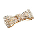 Dolce & Gabbana Gold Tone Brass Bow Crystal FauxPearl Embellished Brooch