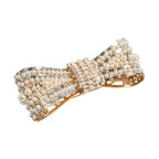Dolce & Gabbana Gold Tone Brass Bow Crystal FauxPearl Embellished Brooch
