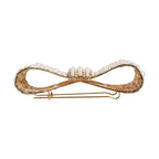 Dolce & Gabbana Gold Tone Brass Bow Crystal FauxPearl Embellished Brooch