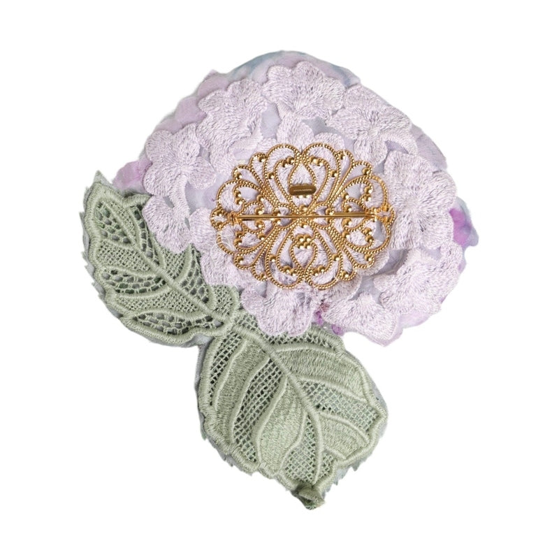 Dolce & Gabbana Multicolor Hydrangea Gold Brass Pin Brooch