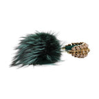 Dolce & Gabbana Green Gold Crystal Fur Headset Audio AUX Headphones
