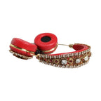 Dolce & Gabbana Red Nappa Leather Floral Crystal Headphone