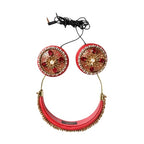 Dolce & Gabbana Red Nappa Leather Floral Crystal Headphone
