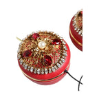 Dolce & Gabbana Red Nappa Leather Floral Crystal Headphone