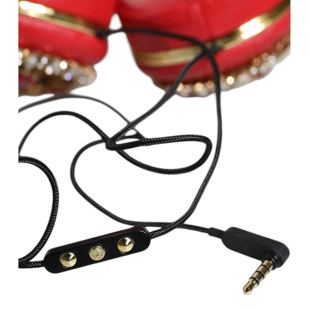Red Nappa Leather Floral Crystal Headphone