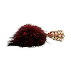 Dolce & Gabbana Red Gold Crystal Fur Headset Audio AUX Headphones