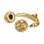 Dolce & Gabbana Gold Leather Floral Crystal Angel Headset Headphones