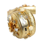 Dolce & Gabbana Gold Leather Floral Crystal Angel Headset Headphones