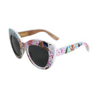 Dolce & Gabbana Multicolor Wood Crystal Brass Frame Floral Hand Paint Sunglasses