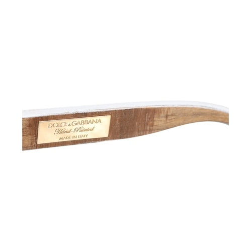 Dolce & Gabbana Multicolor Wood Crystal Brass Frame Floral Hand Paint Sunglasses