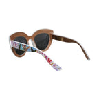Dolce & Gabbana Multicolor Wood Crystal Brass Frame Floral Hand Paint Sunglasses