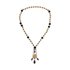 Dolce & Gabbana Gold Chain Brass Black Beaded Rosary Style Necklace