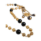 Dolce & Gabbana Gold Chain Brass Black Beaded Rosary Style Necklace