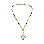 Dolce & Gabbana Gold Chain Brass Black Beaded Rosary Style Necklace