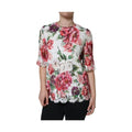 Dolce & Gabbana White Peony Lace Short Sleeves Blouse Top