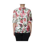 Dolce & Gabbana White Peony Lace Short Sleeves Blouse Top