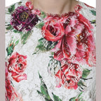 Dolce & Gabbana White Peony Lace Short Sleeves Blouse Top