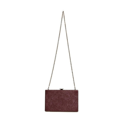 Dolce & Gabbana Maroon Leather Clutch Evening Crossbody Bag