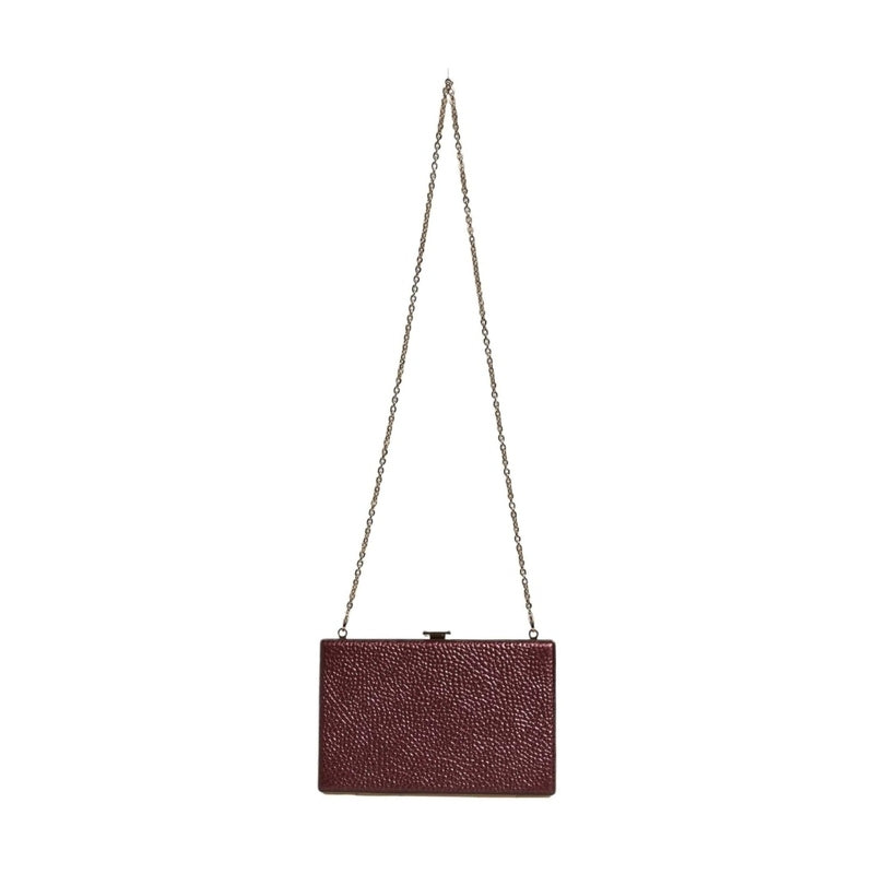 Dolce & Gabbana Maroon Leather Clutch Evening Crossbody Bag