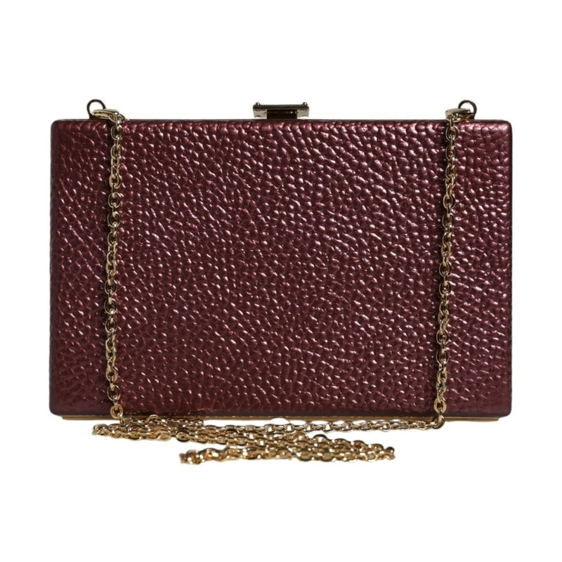 Dolce & Gabbana Maroon Leather Clutch Evening Crossbody Bag