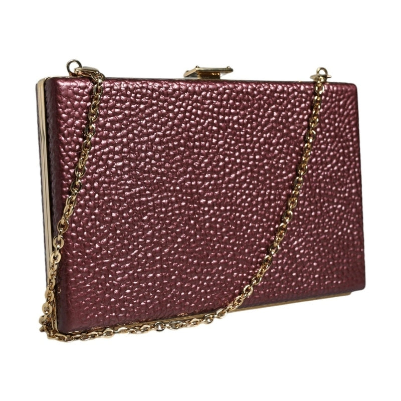 Dolce & Gabbana Maroon Leather Clutch Evening Crossbody Bag