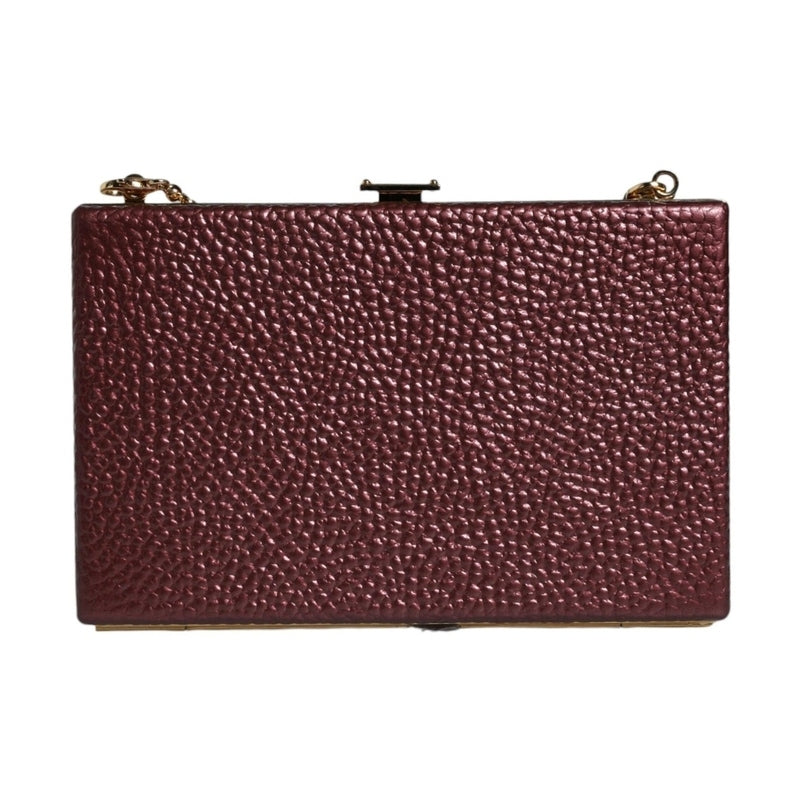 Dolce & Gabbana Maroon Leather Clutch Evening Crossbody Bag