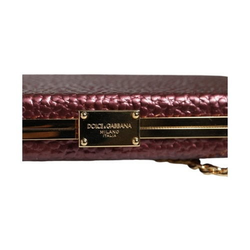 Dolce & Gabbana Maroon Leather Clutch Evening Crossbody Bag