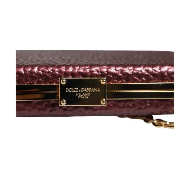Dolce & Gabbana Maroon Leather Clutch Evening Crossbody Bag