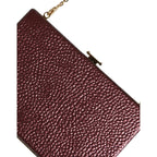 Maroon Leather Clutch Evening Crossbody Bag