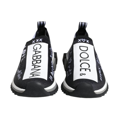 Dolce & Gabbana Black White Sorrento Low Top Sneakers Shoes