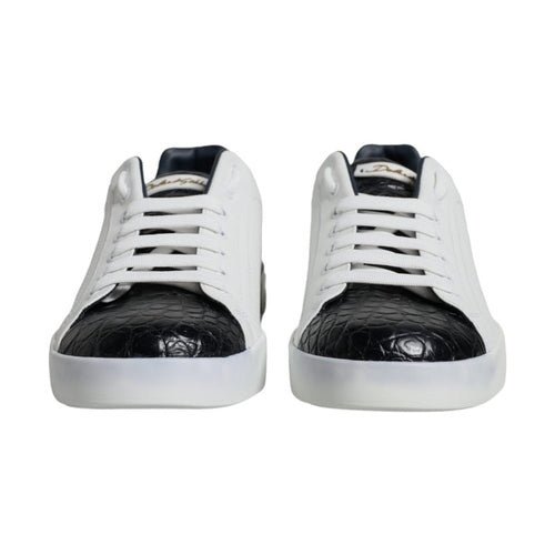 Dolce & Gabbana White Leather Logo Portofino Sneaker Shoes