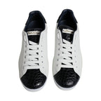 Dolce & Gabbana White Leather Logo Portofino Sneaker Shoes
