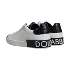 Dolce & Gabbana White Leather Logo Portofino Sneaker Shoes