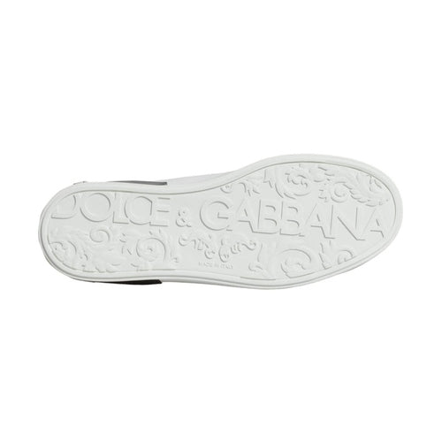 Dolce & Gabbana White Leather Logo Portofino Sneaker Shoes