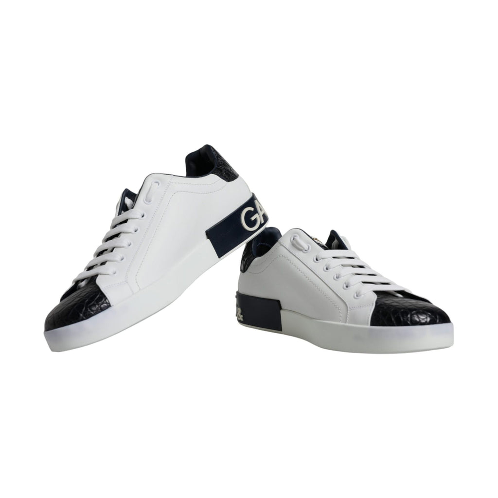White Leather Logo Portofino Sneaker Shoes