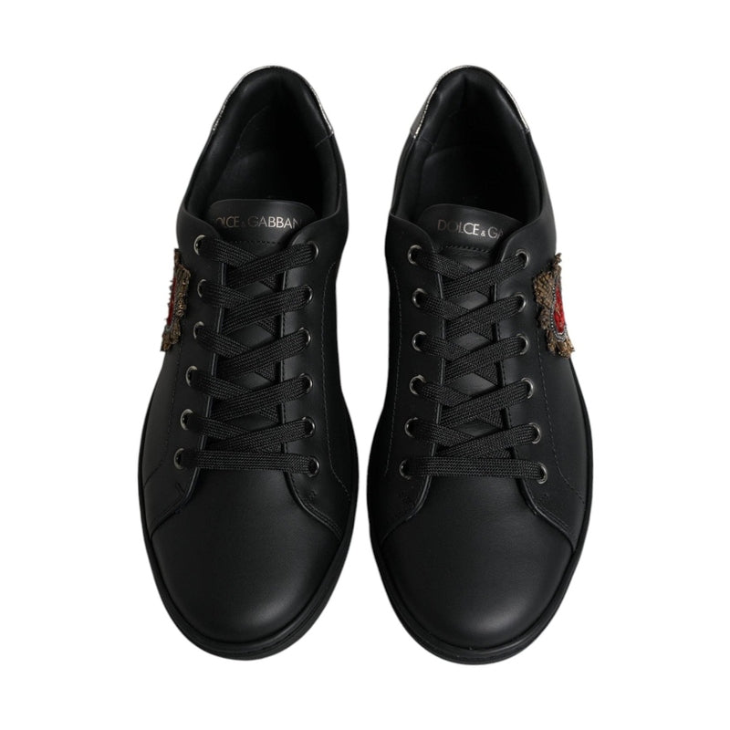 Dolce & Gabbana Black London Sacred Heart Men Sneakers Shoes