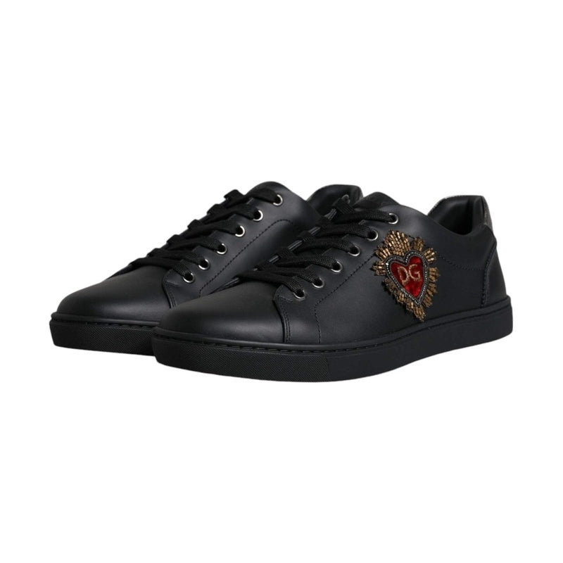 Dolce & Gabbana Black London Sacred Heart Men Sneakers Shoes