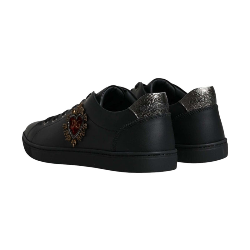 Dolce & Gabbana Black London Sacred Heart Men Sneakers Shoes