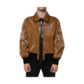 Brown Leather Full Zip Men Bomber Jacket