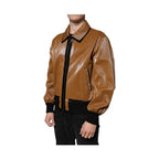 Dolce & Gabbana Brown Leather Full Zip Men Bomber Jacket