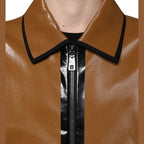 Dolce & Gabbana Brown Leather Full Zip Men Bomber Jacket