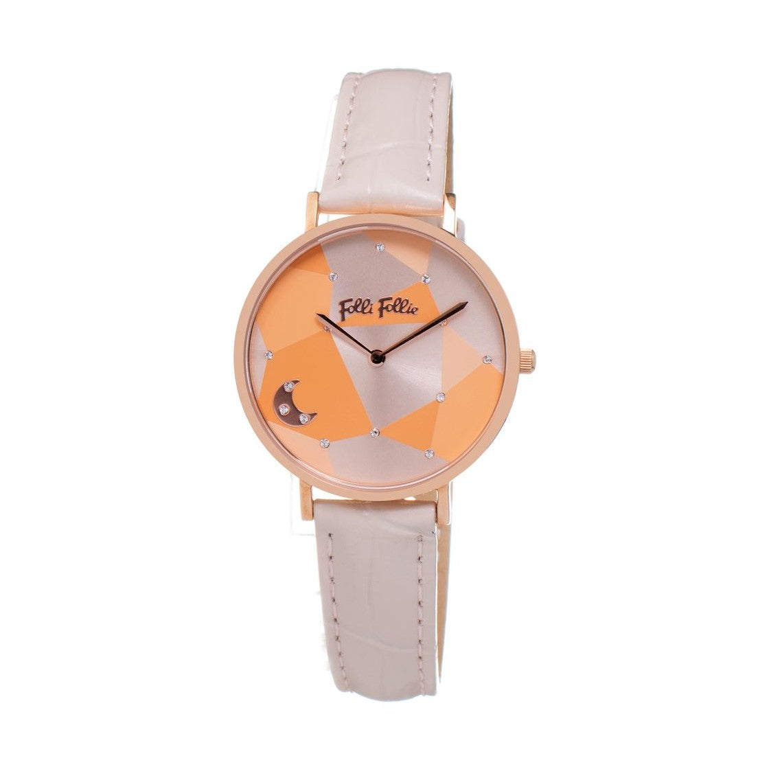 Folli Follie Beige Leather Dress Watch