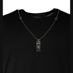 Dolce & Gabbana Black Cotton Necklace Embellished T-shirt