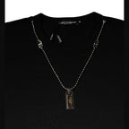 Dolce & Gabbana Black Cotton Necklace Embellished T-shirt