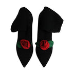 Dolce & Gabbana Black Stiletto Heels Mid Calf Boots Shoes