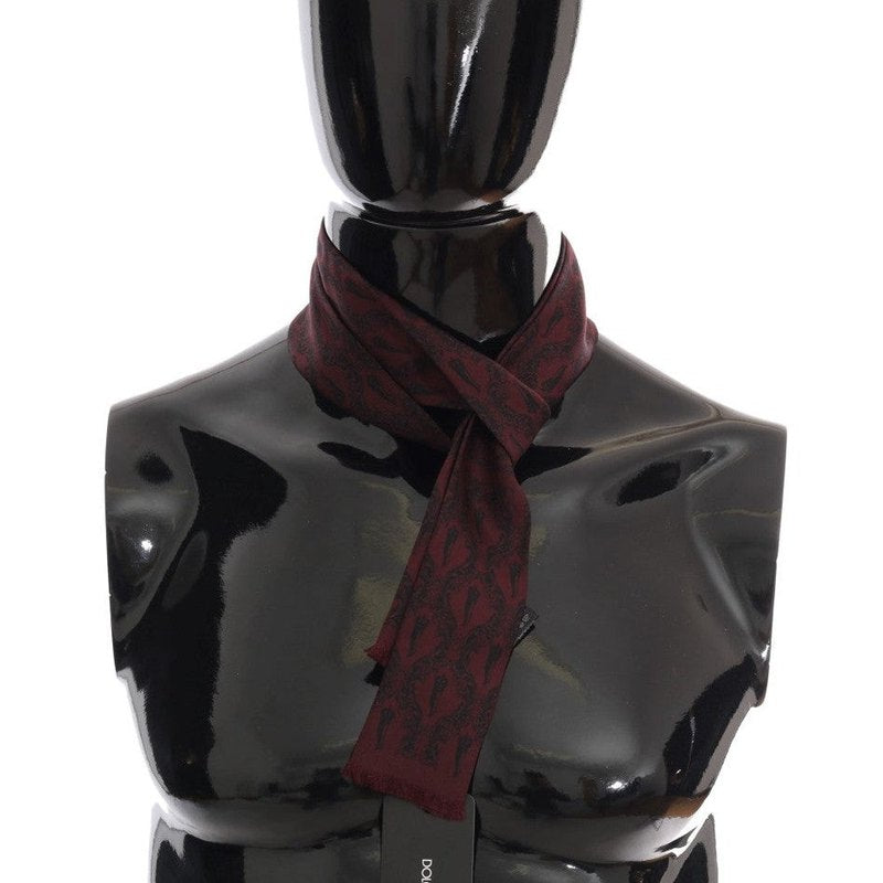 Dolce & Gabbana Bordeaux Silk Crown Chili Scarf